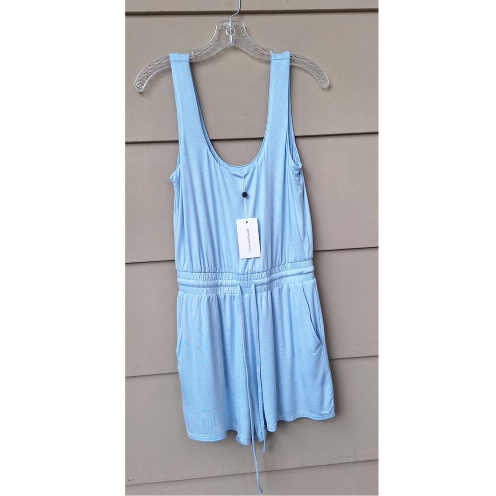 Revolve Lovers & Friends Kelsey Romper Light Blue Elastic Waist Tank Rayon Sz. M